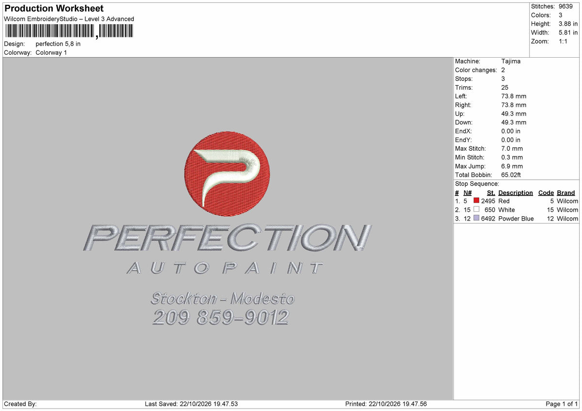 Perfection Text Embroidery Machine Design File 6 sizes