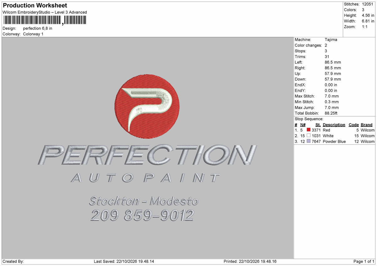 Perfection Text Embroidery Machine Design File 6 sizes