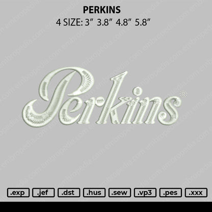 Perkins Text Embroidery File 4 size
