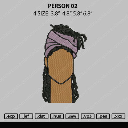 Person 02 Embroidery File 4 size