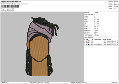 Person 02 Embroidery File 4 size
