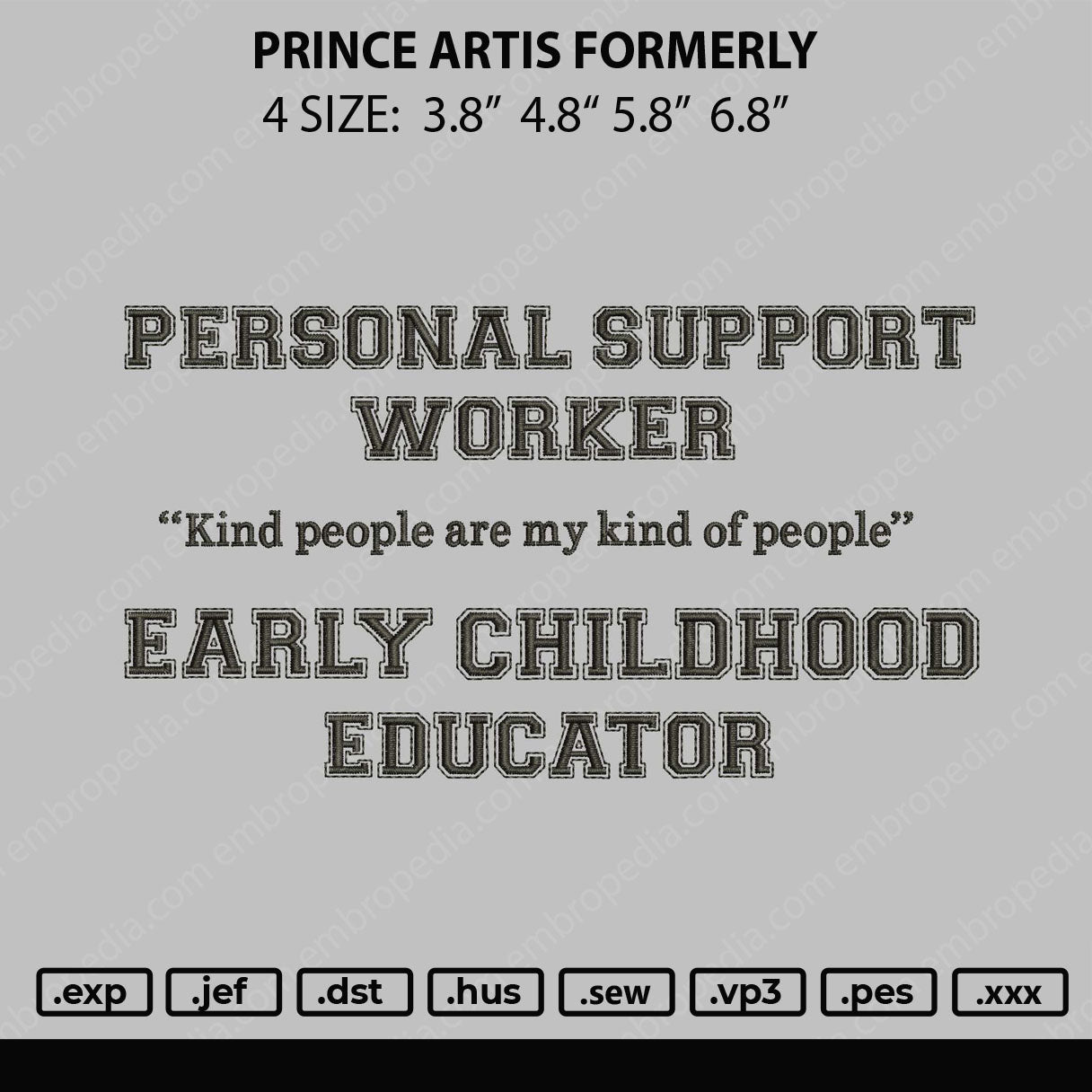 Personal Support Embroidery File 4 size