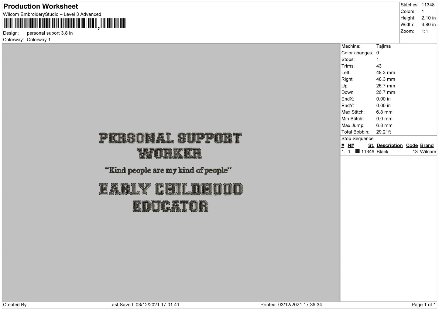 Personal Support Embroidery File 4 size