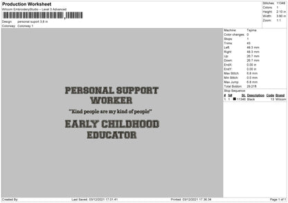 Personal Support Embroidery File 4 size