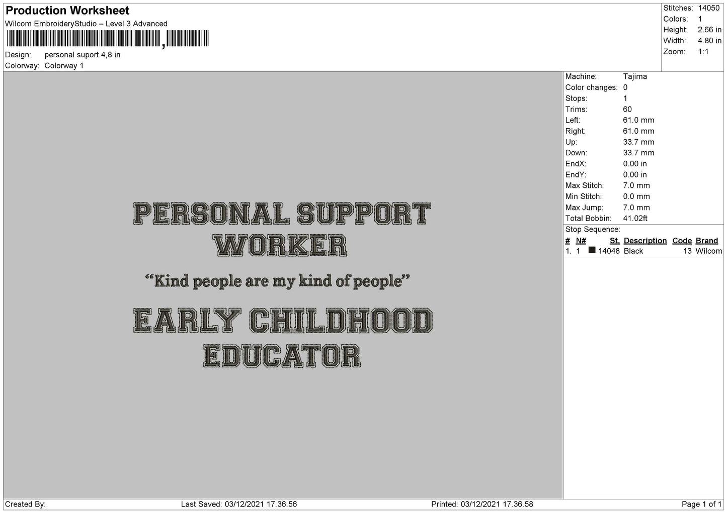 Personal Support Embroidery File 4 size