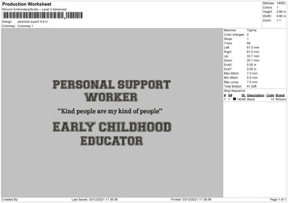 Personal Support Embroidery File 4 size