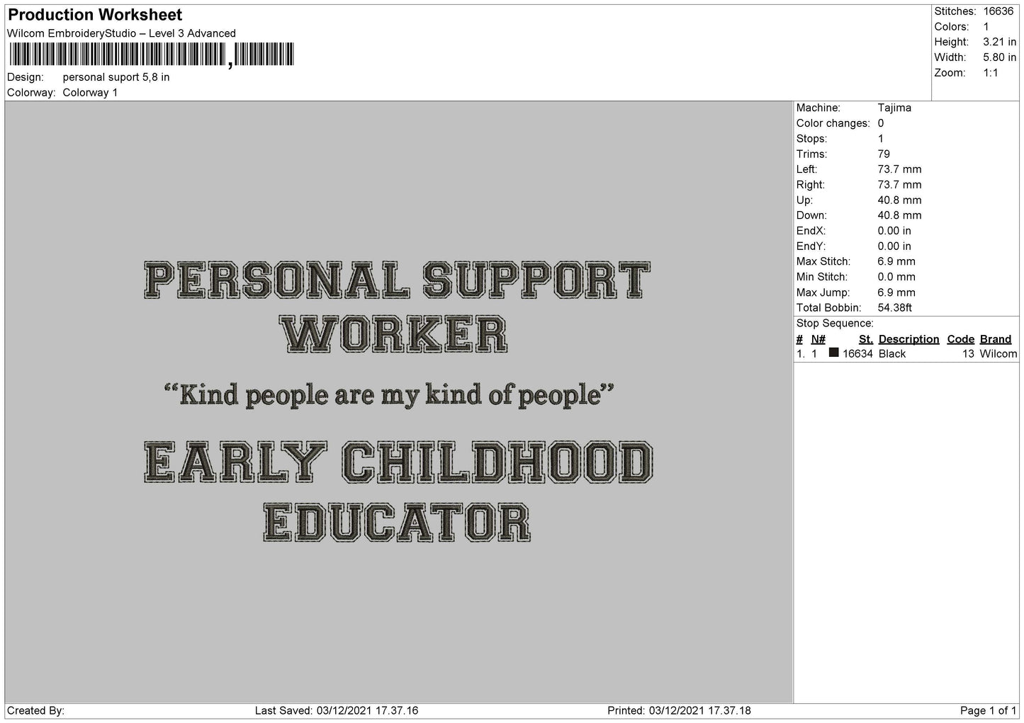 Personal Support Embroidery File 4 size
