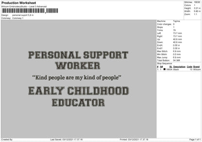 Personal Support Embroidery File 4 size