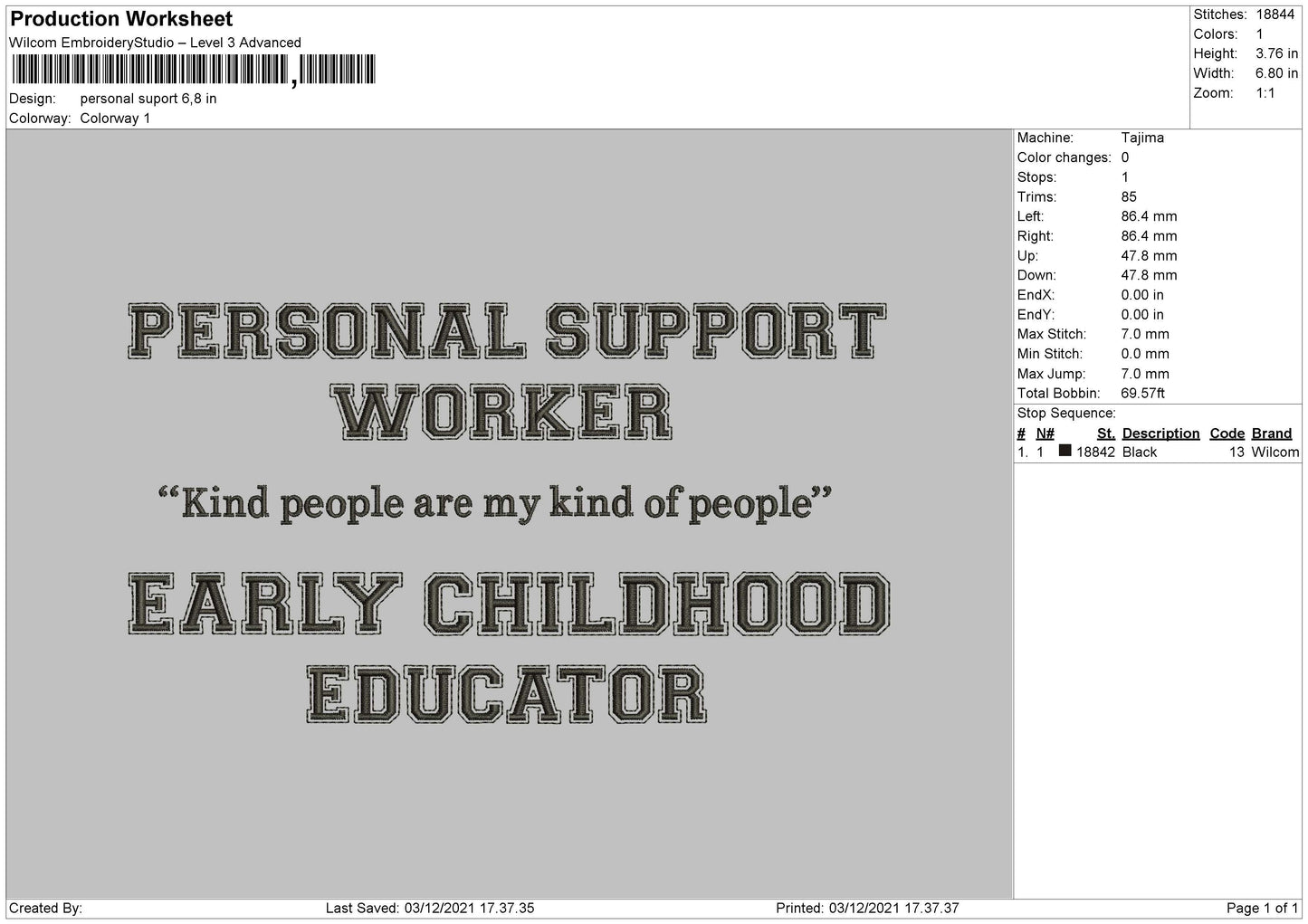 Personal Support Embroidery File 4 size