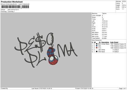 Peso Ploma Text Embroidery File 6 sizes
