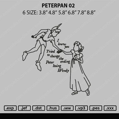 Peterpan 02 Embroidery File 6 sizes