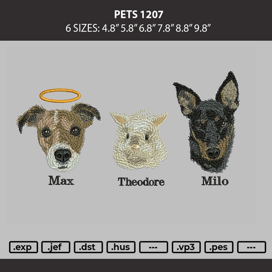 Pets 1207 Embroidery Machine Design File 6 sizes