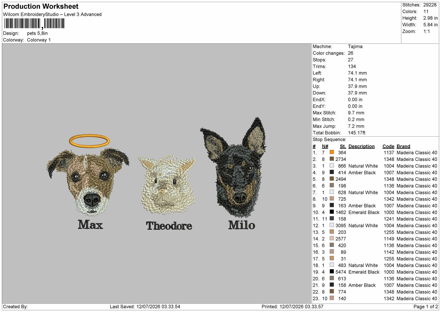 Pets 1207 Embroidery Machine Design File 6 sizes