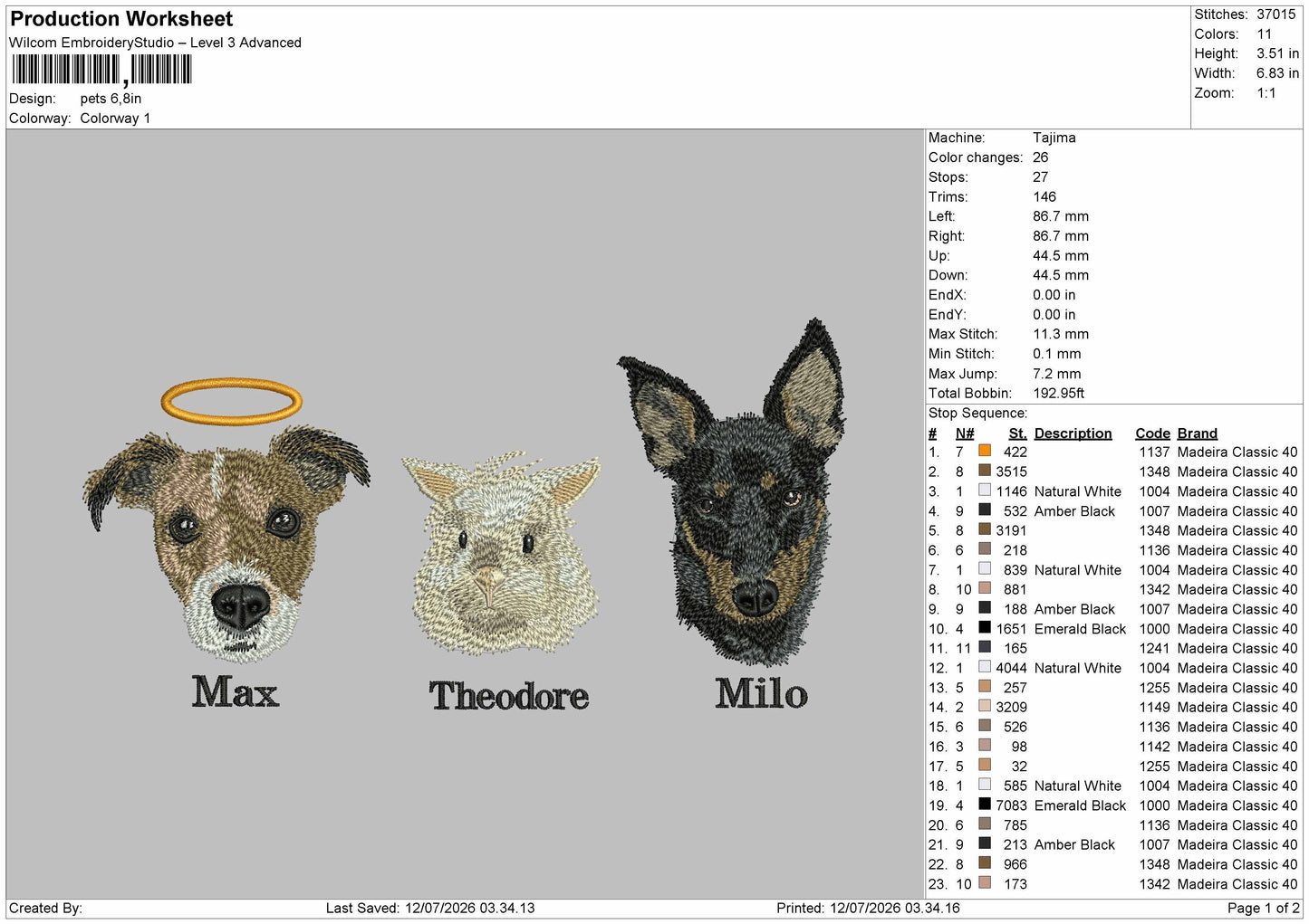 Pets 1207 Embroidery Machine Design File 6 sizes