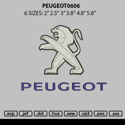Peugeot 0606 Embroidery File 6 sizes