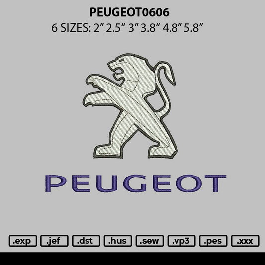 Peugeot 0606 Embroidery File 6 sizes