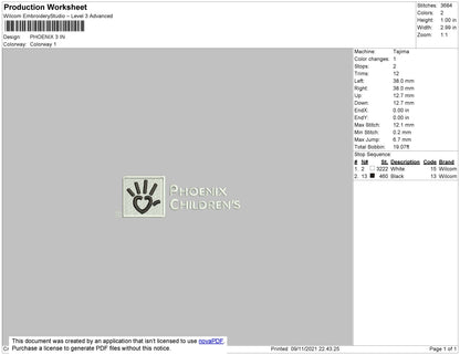 Phoenix Embroidery File 4 size