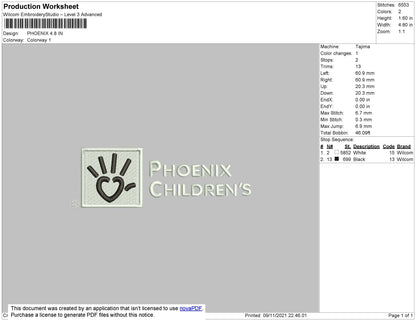 Phoenix Embroidery File 4 size