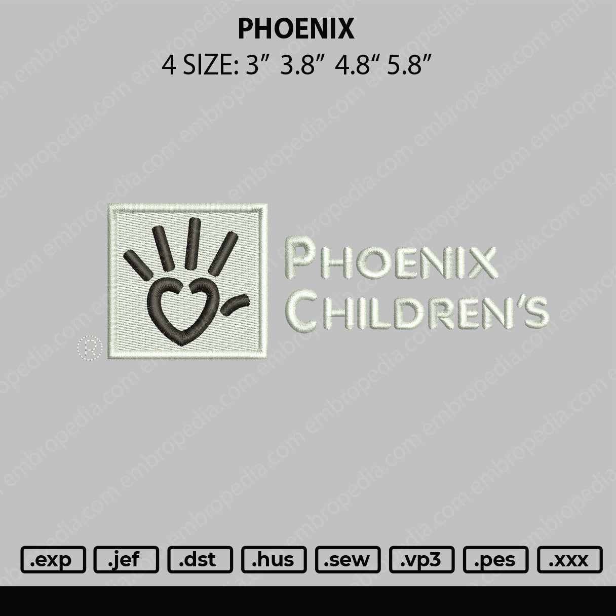 Phoenix Embroidery File 4 size