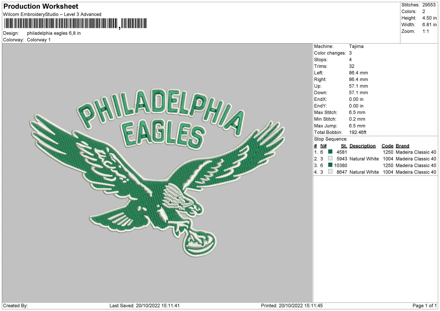 Phiadelphia Embroidery File 6 sizes