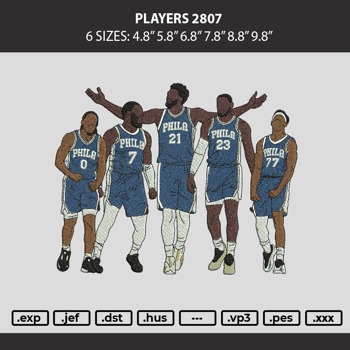 Players 2807 Embroidery File 6 sizes