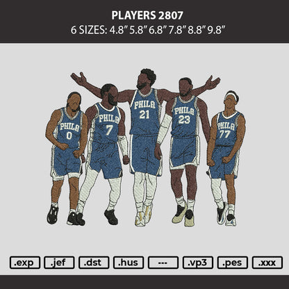 Players 2807 Embroidery File 6 sizes