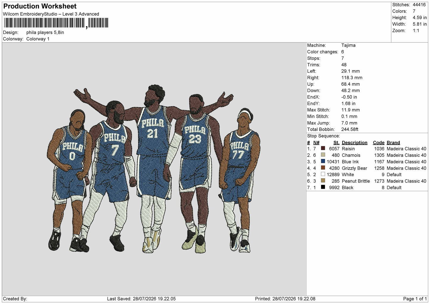 Players 2807 Embroidery File 6 sizes