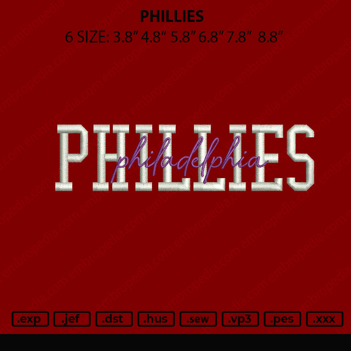 Phillies Embroidery File 6 sizes