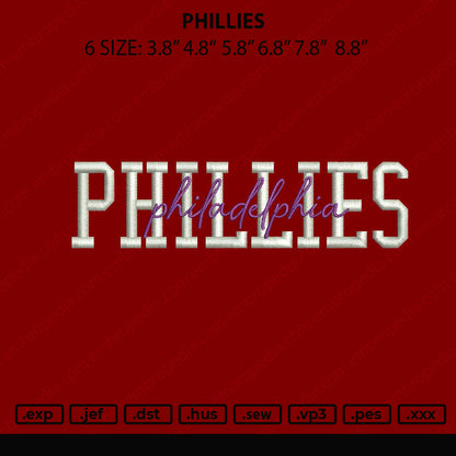 Phillies Embroidery File 6 sizes