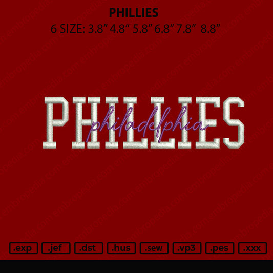 Phillies Embroidery File 6 sizes