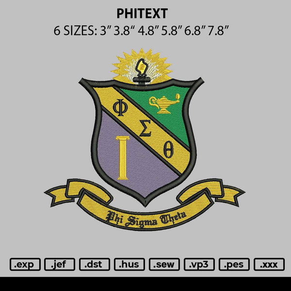 Phitext Embroidery File 6 sizes