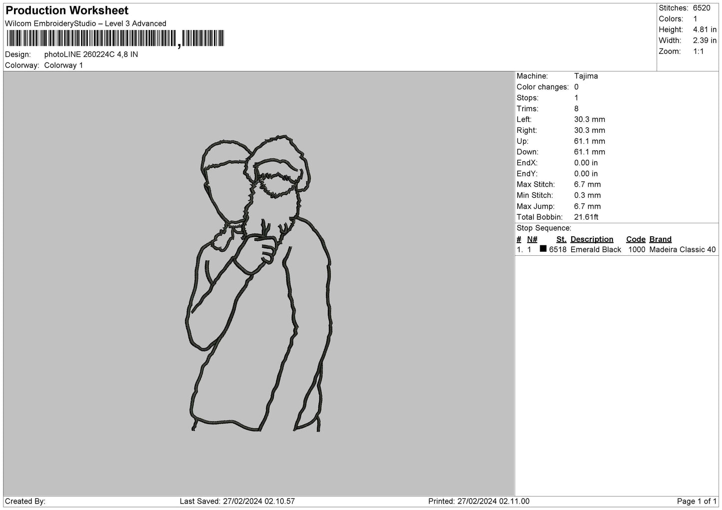 Photoline 2602c Embroidery File 6 sizes