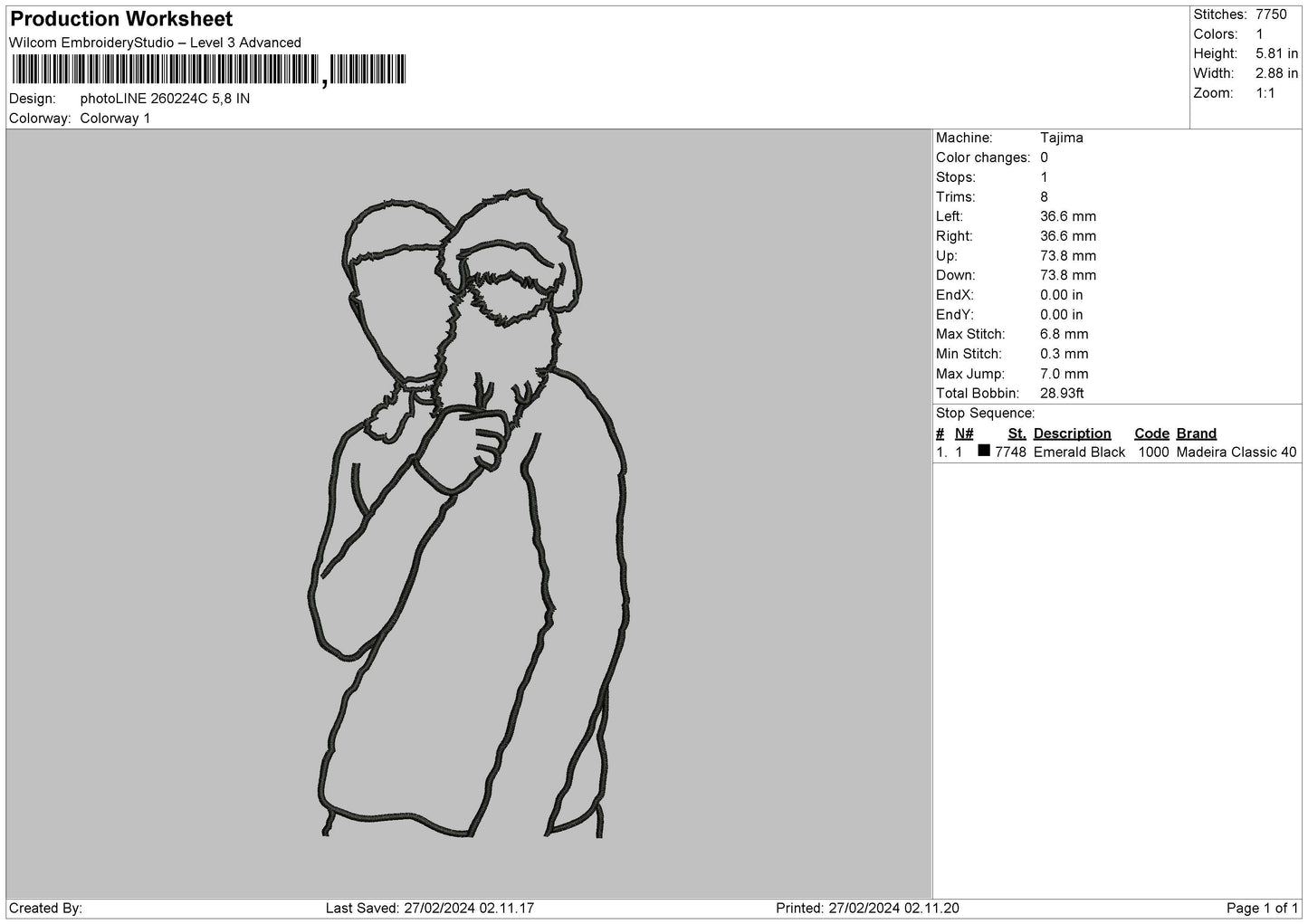 Photoline 2602c Embroidery File 6 sizes