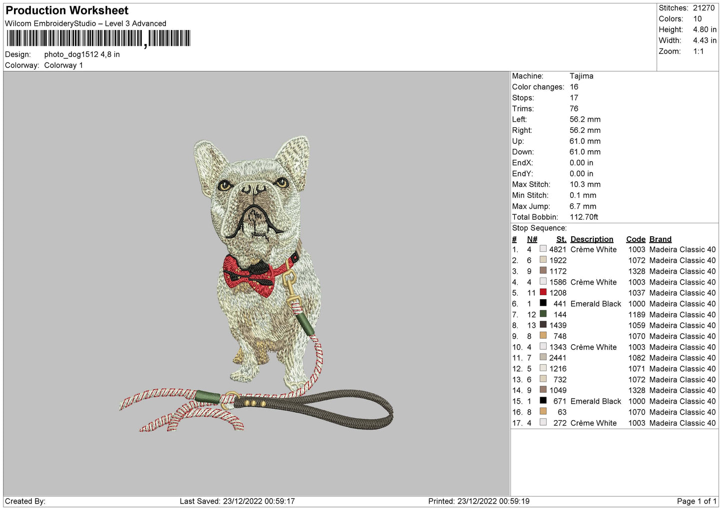 Photo Dog 1512 Embroidery File 6 sizes