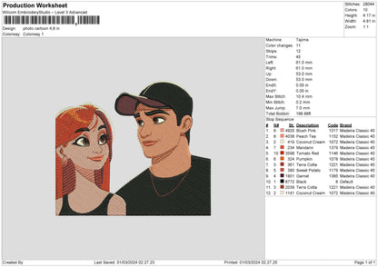 Photo Cartoon Embroidery File 6 sizes