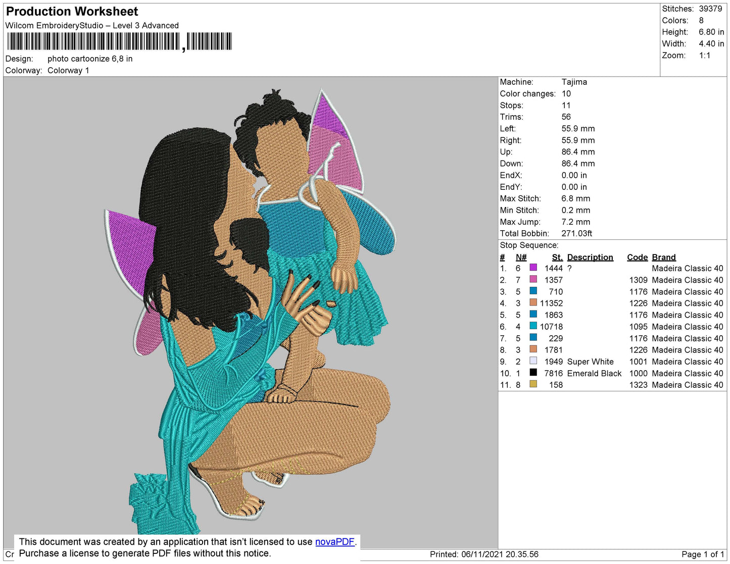 Photo Cartoonize Embroidery File 4 size