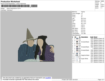 Photo Cartoonize V2 Embroidery File 4 size