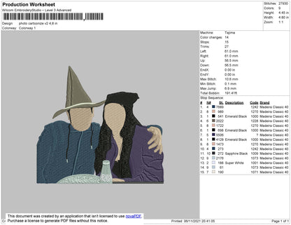 Photo Cartoonize V2 Embroidery File 4 size