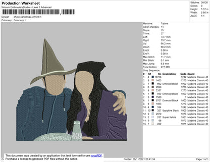 Photo Cartoonize V2 Embroidery File 4 size