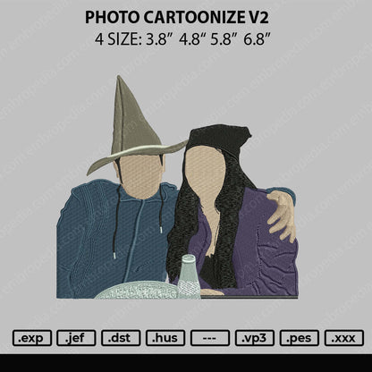Photo Cartoonize V2 Embroidery File 4 size