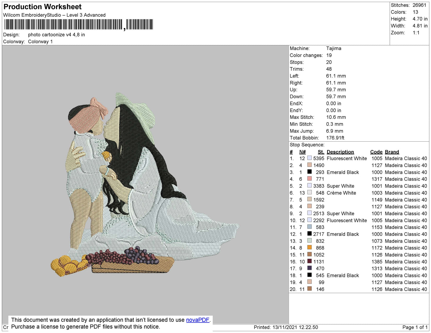 Photo Cartoonize V4 Embroidery File 4 size