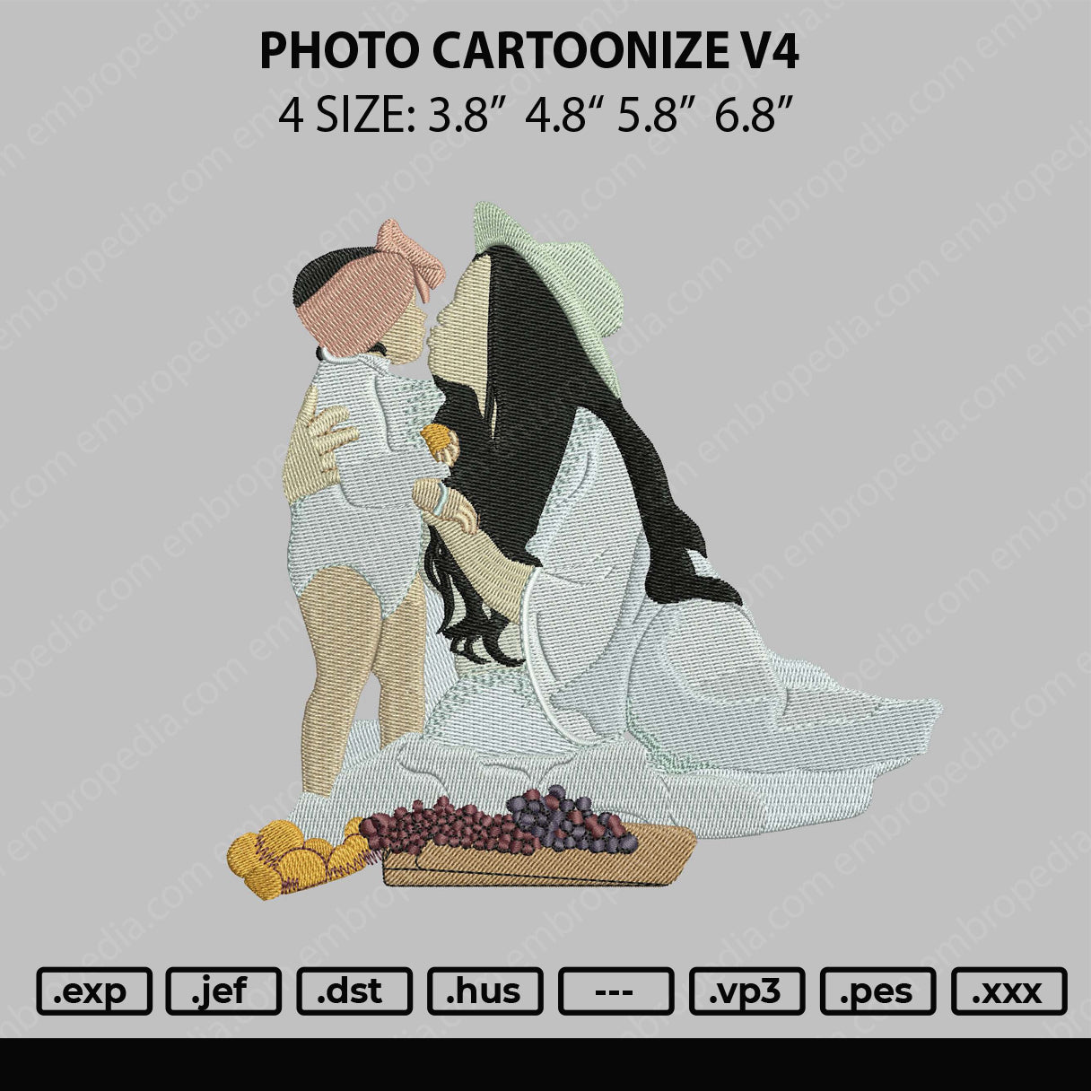 Photo Cartoonize V4 Embroidery File 4 size