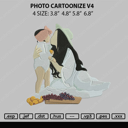 Photo Cartoonize V4 Embroidery File 4 size