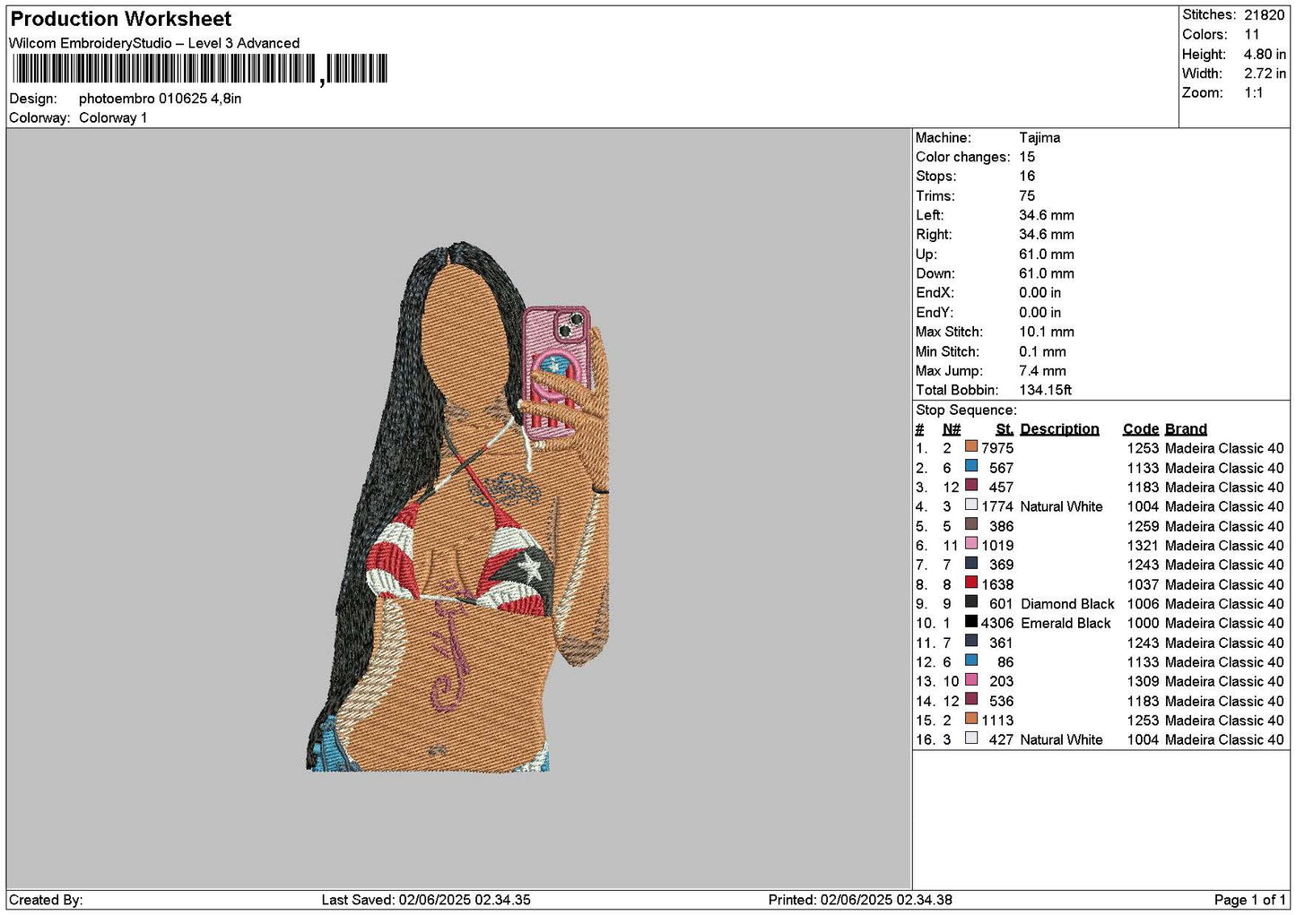 Photoembro 0106 Embroidery File 6 sizes