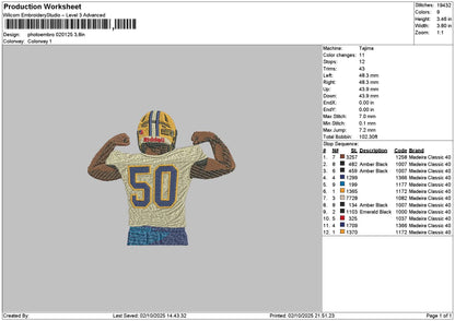 Player 50 Embroidery File 6 sizes