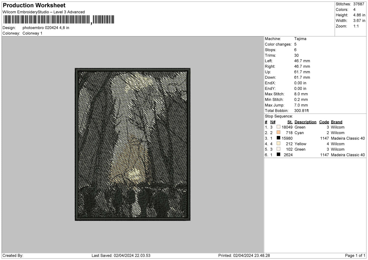 Photoembro 0204 Embroidery File 6 sizes