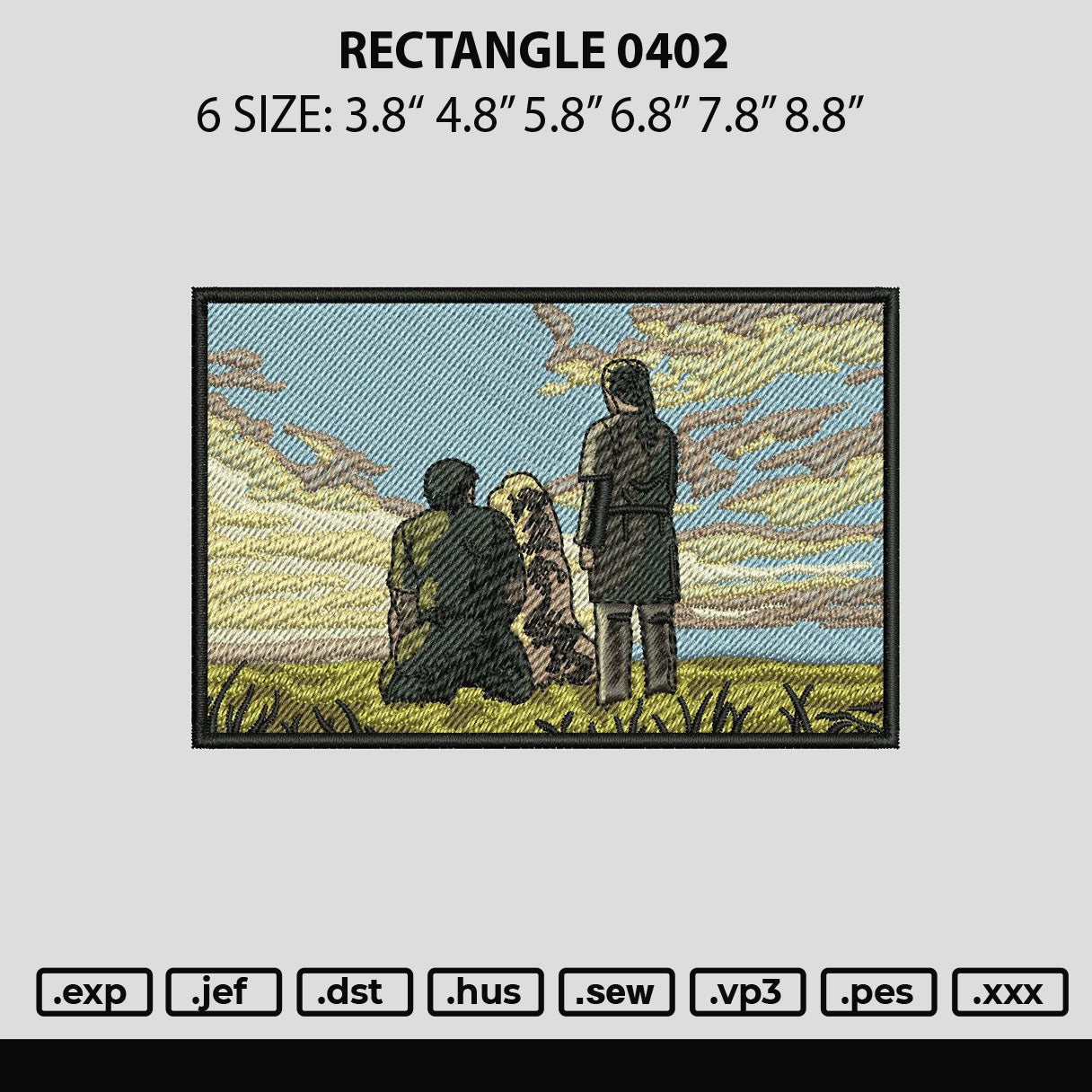 Rectangle0402 Embroidery File 6 sizes