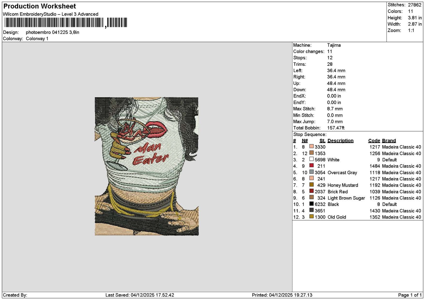Photoembro 0412 Embroidery File 6 sizes