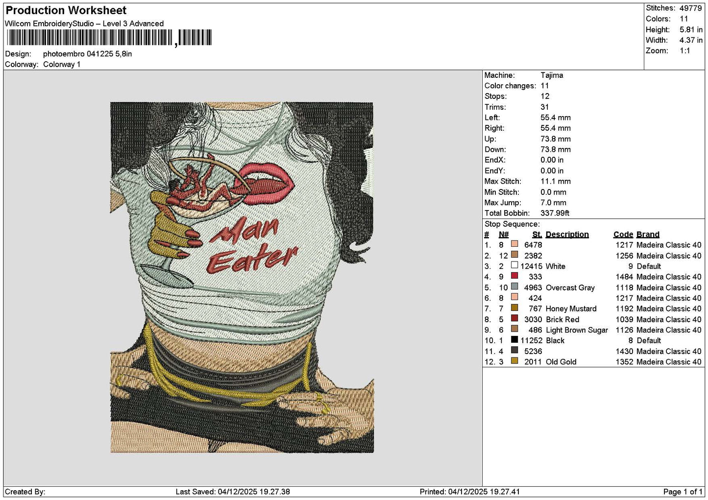 Photoembro 0412 Embroidery File 6 sizes
