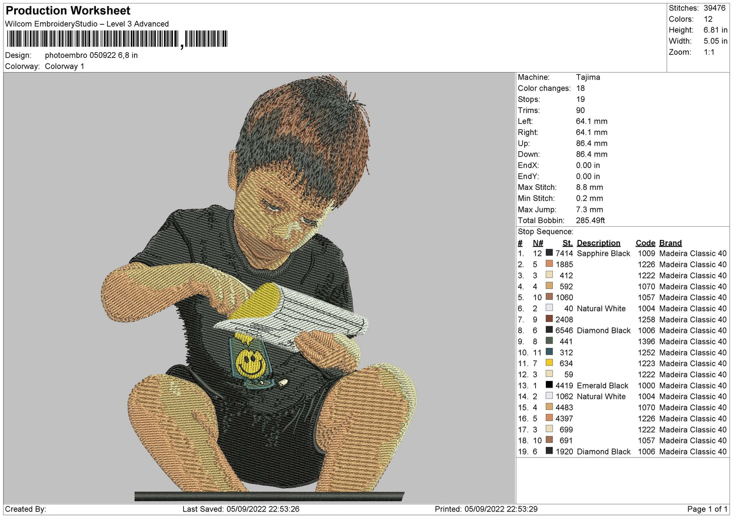 Photoembro 0509 Embroidery File 5 sizes